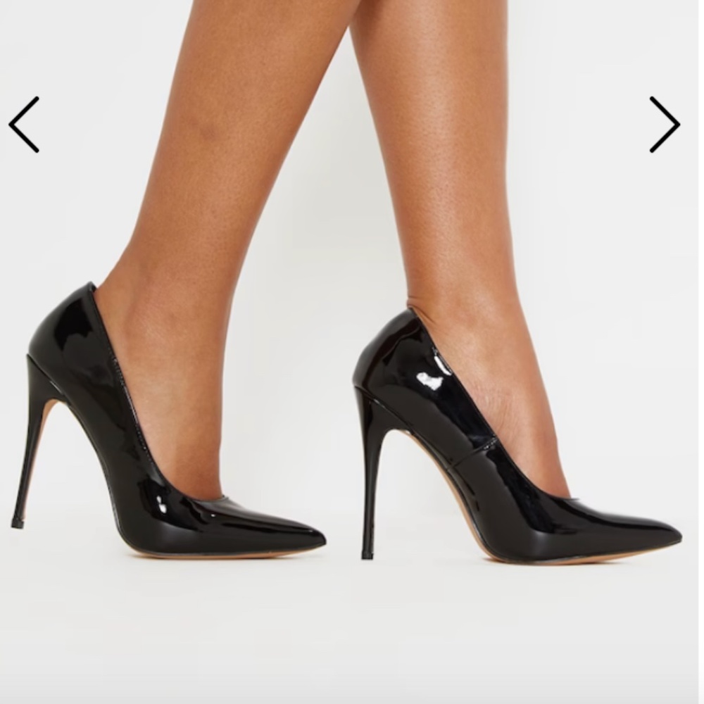 Black Patent Pu Court Heels